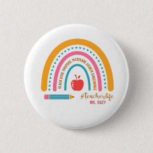 #Teacherlife Rainbow Personalisiert Teacher's Name Button