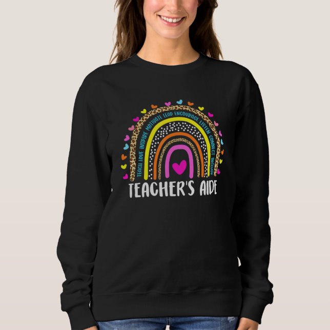 Teacher's Aide Boho Leopard Rainbow back to school Sweatshirt (Vorderseite)