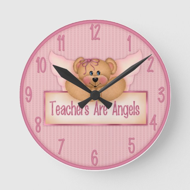 Teachers Are Angels Clock Runde Wanduhr (Vorderseite)
