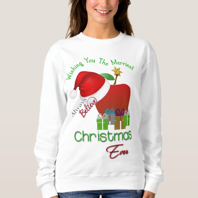 Teacher's Merriest Weihnachts Sweatshirt (Vorderseite)