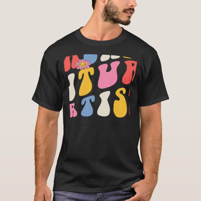 Teaching Future Artists Groovy Retro Back To Schoo T-Shirt (Vorderseite)