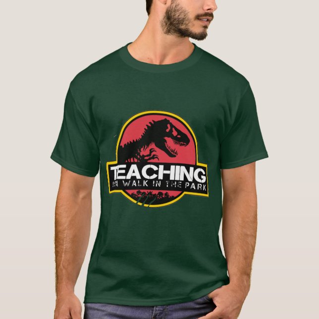 Teaching Is A Walk Inhe Park Dinosaureacher Re boy T-Shirt (Vorderseite)
