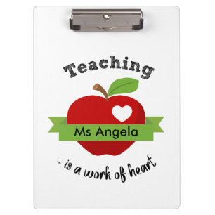 Teaching is A Work of Heart - Personalized Teacher Klemmbrett