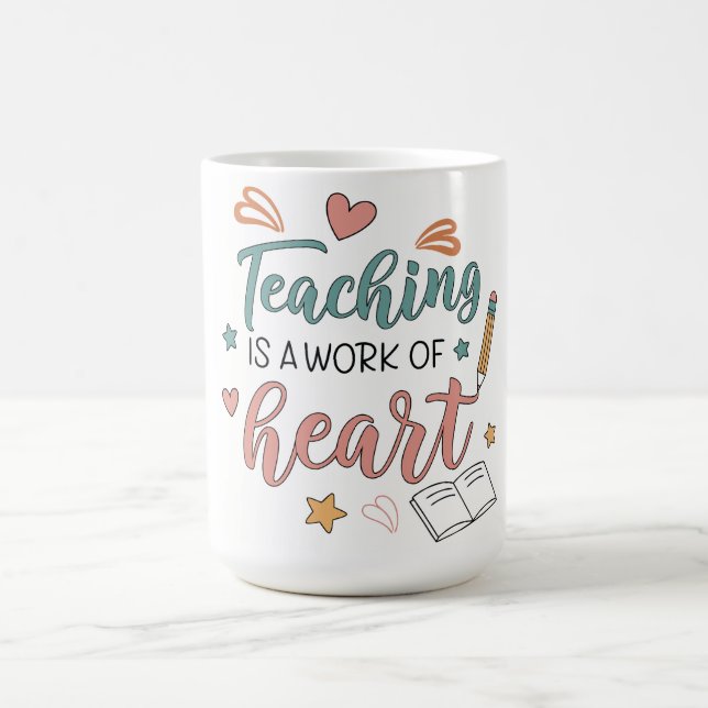 Teaching is a Work of Heart Teacher  Kaffeetasse (Mittel)