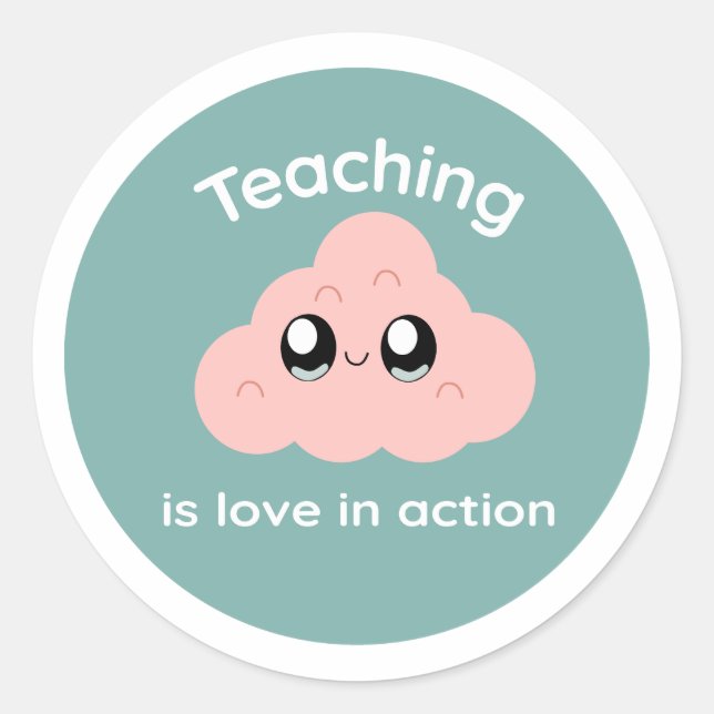 Teaching is Love in Action Cute Cloud Sticker (Devant)