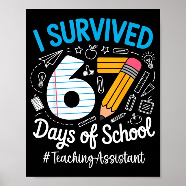 Teaching Istant Survived 67 Days Of School Humor D Poster (Vorne)