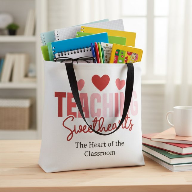 Teaching Sweethearts Teacher Valentine Tote Bag (Créateur téléchargé)