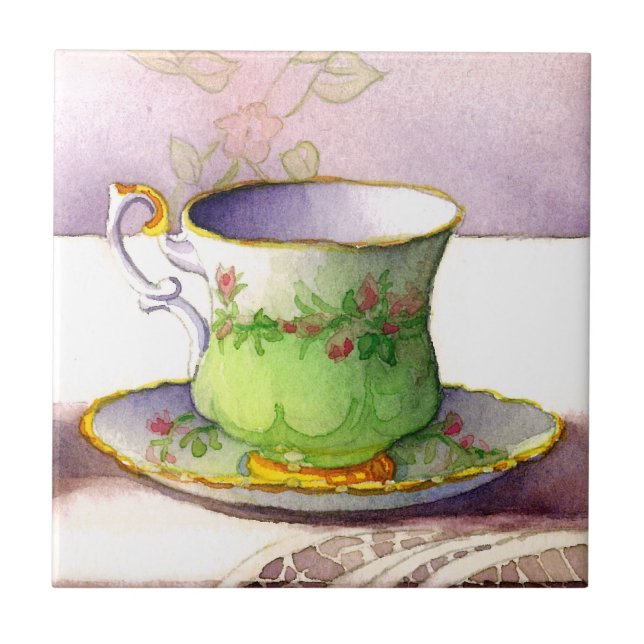 Teacup 0001 auf Spitze-Fliese Fliese (Vorderseite)