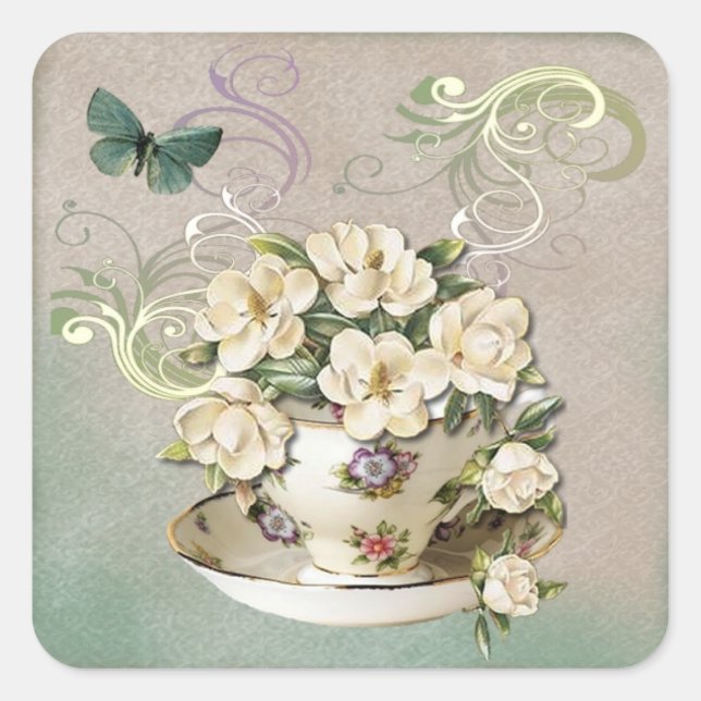 Teacup 2 Aufkleber (Vorderseite)