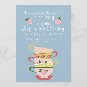 Teacup Birthday Party Einladungen
