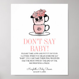Teacup & Blume Babydusche Say Baby Game nicht Poster
