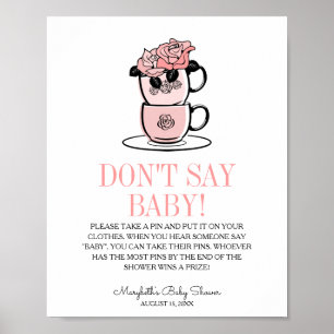 Teacup & Blume Babydusche Say Baby Game nicht Poster