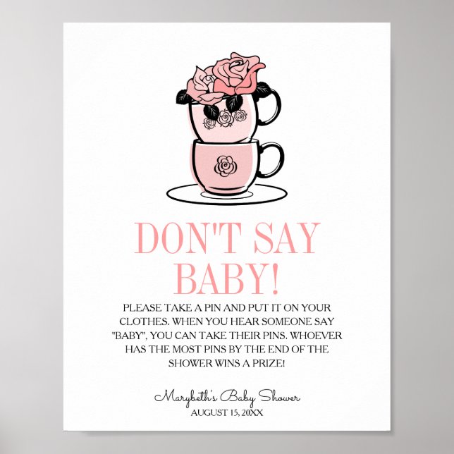 Teacup & Blume Babydusche Say Baby Game nicht Poster (Vorne)