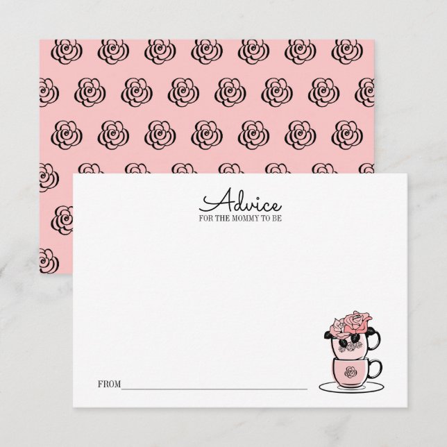 Teacup & Blume Babyduschenempfehlung für Mama Einladung (Vorne/Hinten)