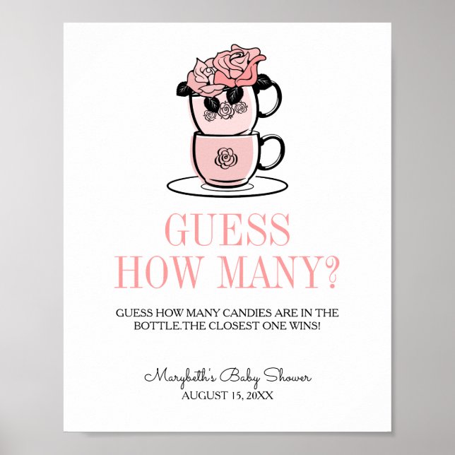 Teacup & Blume Kinderdusche schätzen wie viele Spi Poster (Vorne)