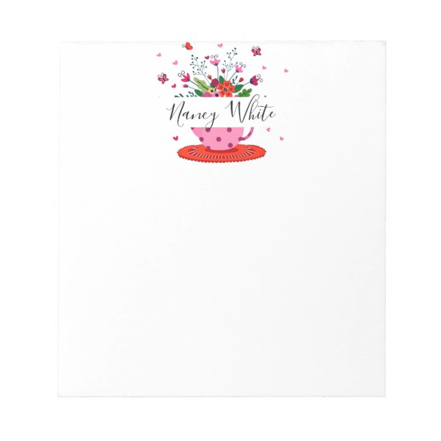 Teacup-Blume personalisiert Notizblock (Vorderseite)
