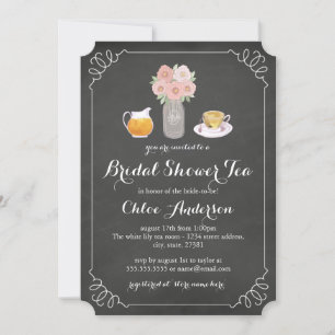 Teacup Chalkboard Brautparty Tee Party Einladung
