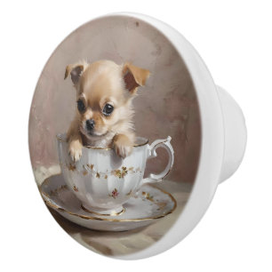 Teacup Chihuahua Puppy Oil Paint, Keramikknauf