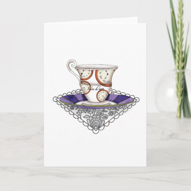 Teacup Clocks Grußkarte Karte (Vorderseite)