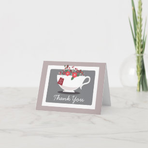 Teacup Coral Floral Carte de remerciements