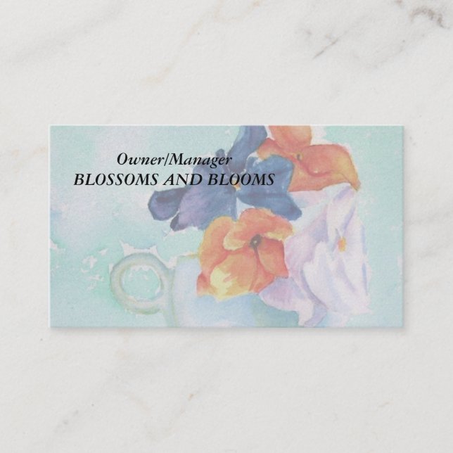 TEACUP DE PANSIES CARTES DE VISITE PERSONNALISABLE (Devant)