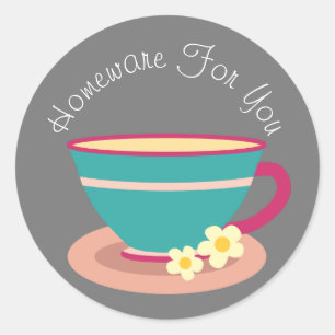 Teacup Home-ware-Design Geschenkartikelmarke Runder Aufkleber