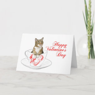 Teacup-Katzen-Valentinsgruß Feiertagskarte