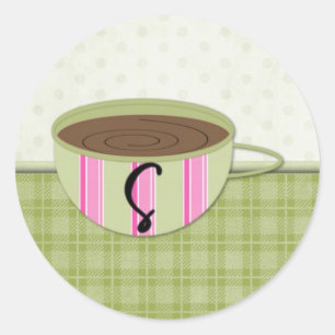 Teacup Monogramm S Runder Aufkleber