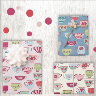 Teacup-Muster Geschenkpapier Set
