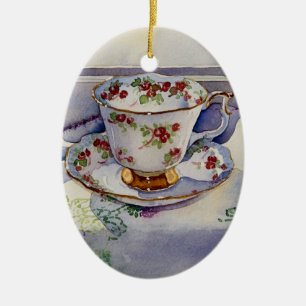 Teacup on Linen 1799 Keramikornament