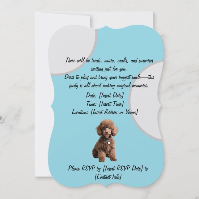Teacup Poodle Baby Party Invitation (Devant)