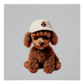 Teacup Poodle with Hat Poster