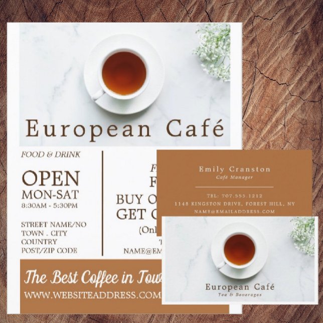 Teacup & Saucer, Barista, Café, Coffeehouse Advert Flyer (Von Creator hochgeladen)