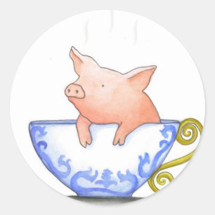 Teacup-Schwein-Druck Runder Aufkleber