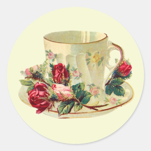 Teacup Time Runder Aufkleber (Vorderseite)