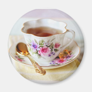 Teacup und Gold Teaspoon Magnet
