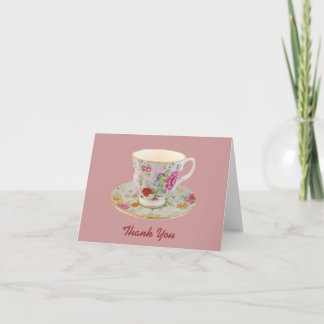 Teacup und Saucer, White and Floral Vielen Dank Dankeskarte