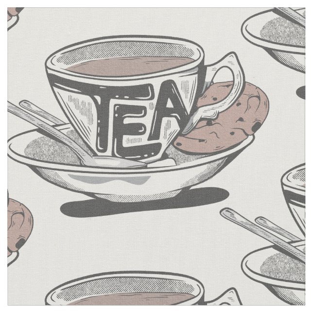 Teacup und Untertasse Stoff (Nahaufnahme)