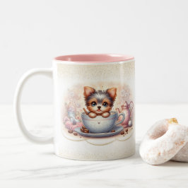 Teacup Yorkie Kaffeeliebhaber Zweifarbige Tasse