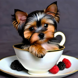 Teacup Yorkie Puppy dans une affiche Teacup