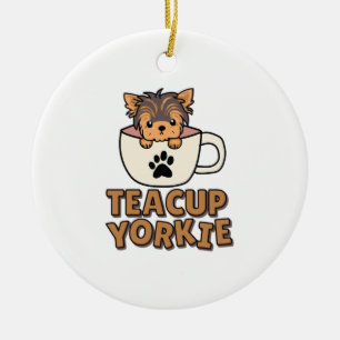 Teacup Yorkie-Welpe  Keramik Ornament