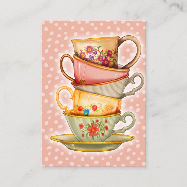 Teacups Visitenkarten - Vintages Tea Cup-Party Visitenkarte (Vorderseite)