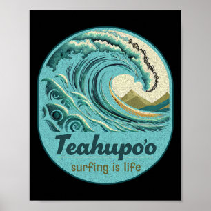 Teahupoo Surfen Französisch-Polynesien Tahiti Teah Poster