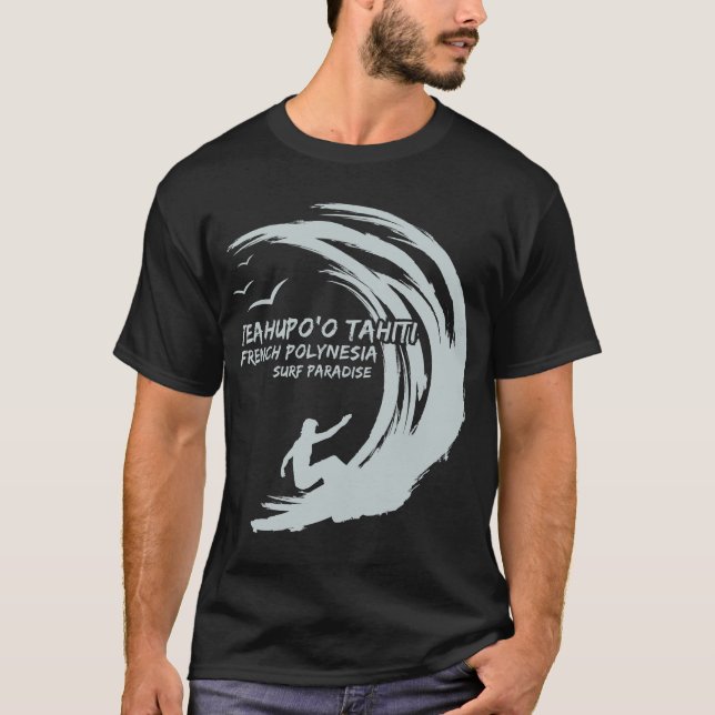 Teahupoo-Tahiti-französisch-Polynesien-Surf T-Shirt (Vorderseite)