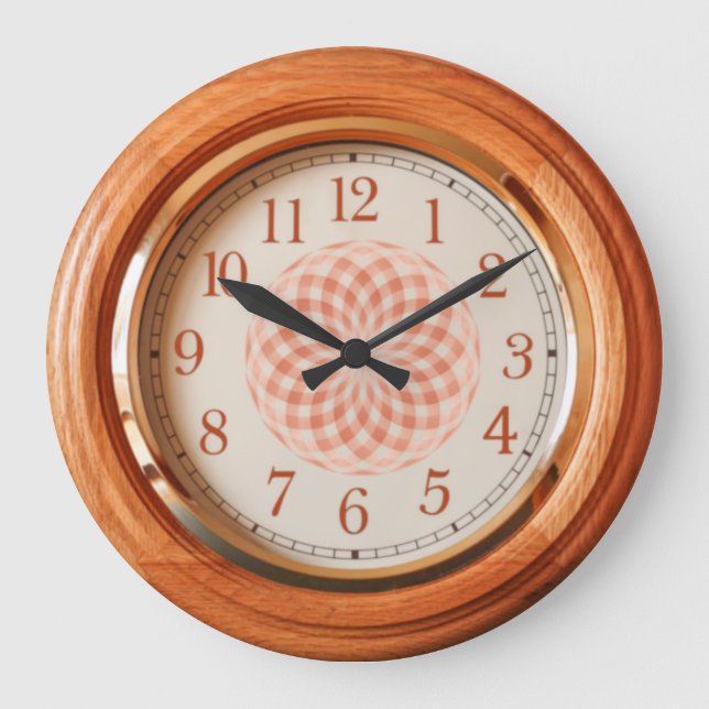Teak Acrylic Wall Clock Große Wanduhr (Vorderseite)