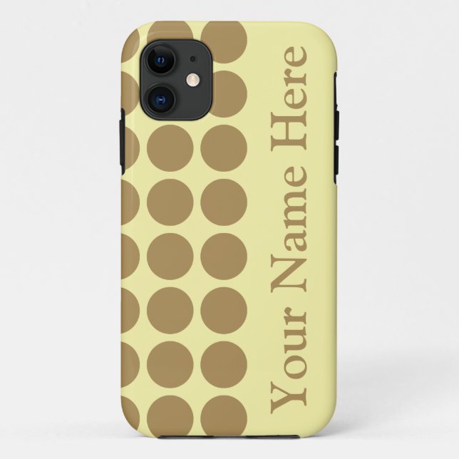 Teak Cream Neutral Dots mit Namen Case-Mate iPhone Hülle (Rückseite)