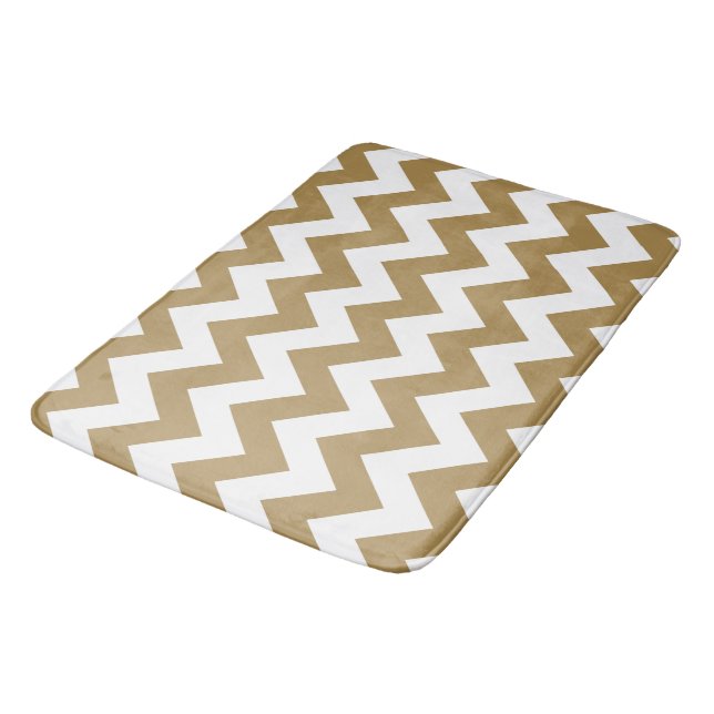 Teak Neutral Chevrons Badematte (Schrägansicht)