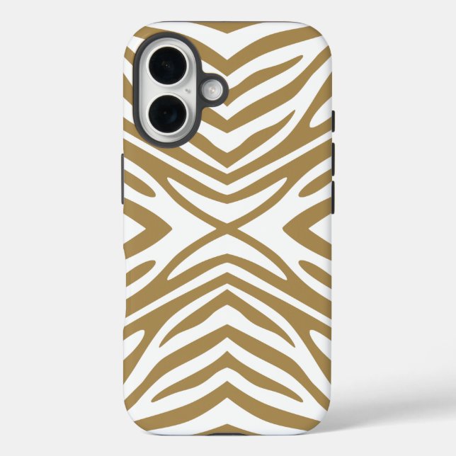 Teak Neutral Zebra iPhone 16 Hülle (Rückseite)