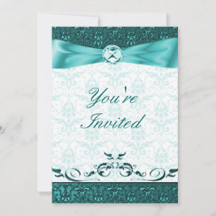 Teak Victorain Damask Hochzeit Einladung