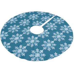 Teak White Light Blue Christmas Snowflake Polyester Weihnachtsbaumdecke